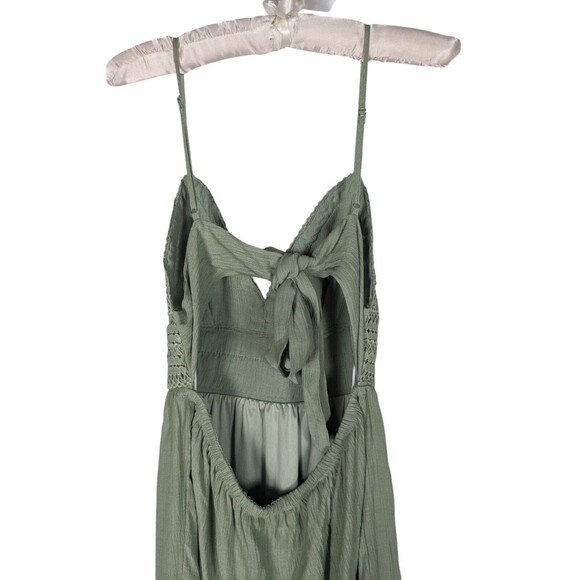 Love Tree Dress L Women's Green Crochet Layered Spaghetti Straps Midi Bohemian - Picture 5 of 8